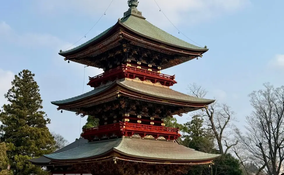 Three-storied Pagoda at Naritasan Shinshoji Temple in Narita, Chiba Prefecture, Japan. Three-storied Pagoda at Naritasan Shinshoji Temple in Narita, Chiba Prefecture, Japan.