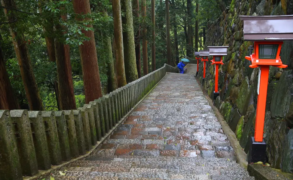 Kurama Temple Stairs In Kyoto, Japan in the rain Kurama Temple Stairs In Kyoto, Japan in the rain