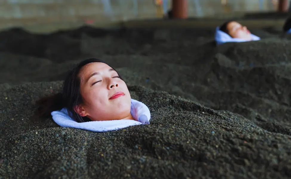 Hot sand bath in Ibusuki, Kyushu, Japan Hot sand bath in Ibusuki, Kyushu, Japan