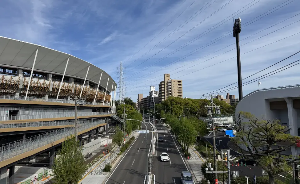 Nagoya City Mizuho Park Athletic Stadium and surrounding streets before the 2026 Asian Games